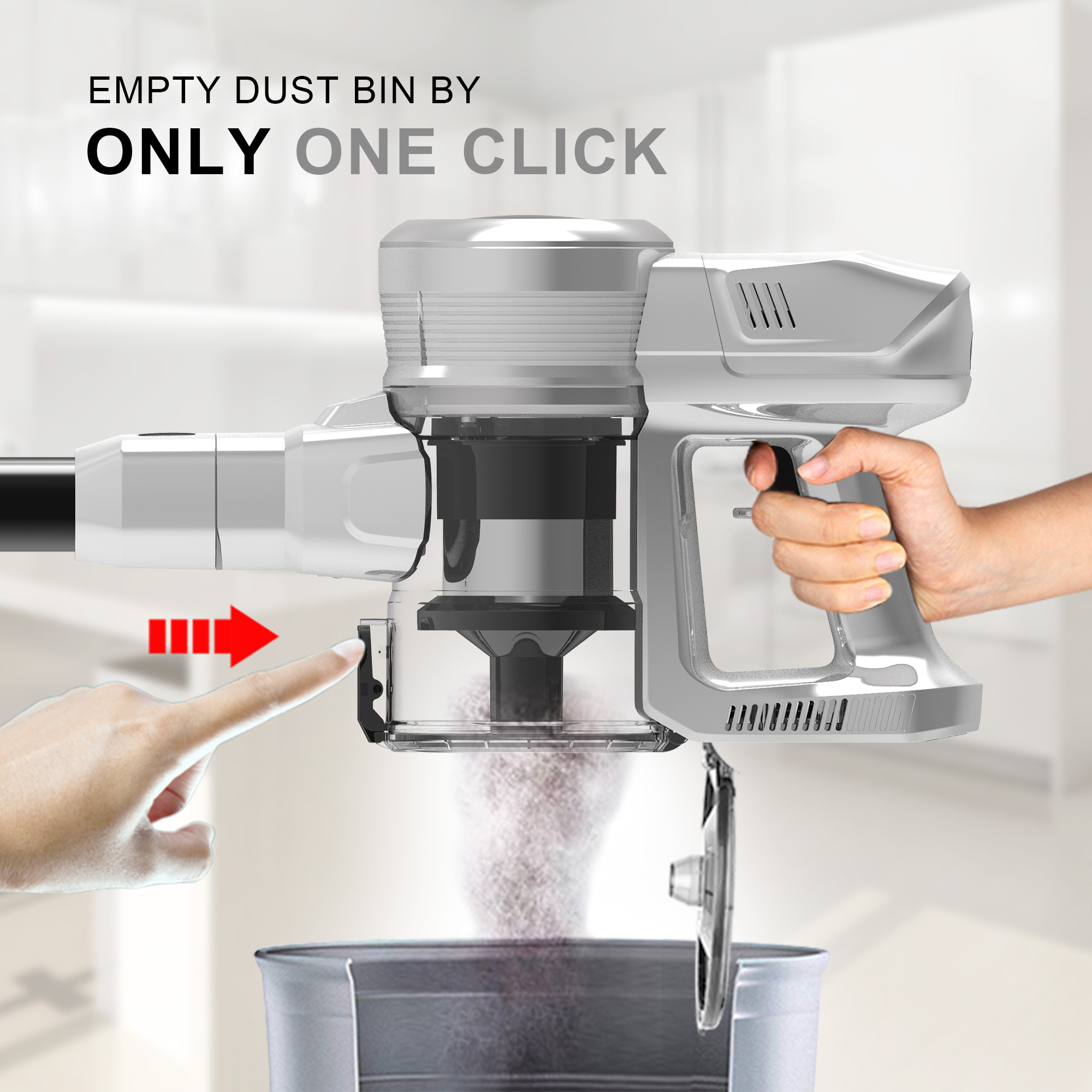 201A Akku-Staubsauger mit 315 W BLDC-Motor, LED-Display, Anti-Tangle-Bodenb&uuml;rste